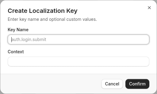 New key dialog: enter Key name and values
