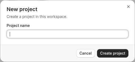 Create project dialog: name and identifier inputs
